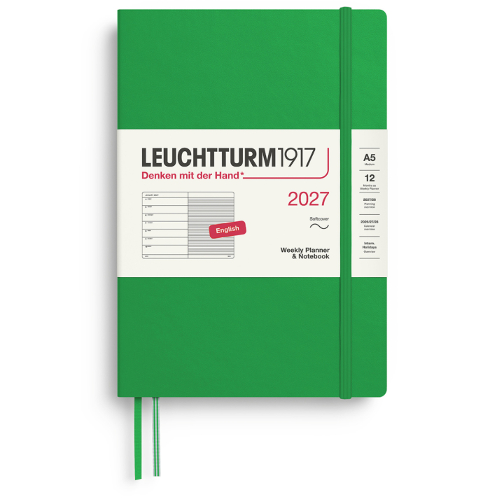 Calendrier Weekly Planner & Notebook 2027 A5 Soft Cover Spring Leaf dans le groupe Papiers & Blocs / Calendriers et agendas / Calendriers 12 mois chez Pen Store (137501)
