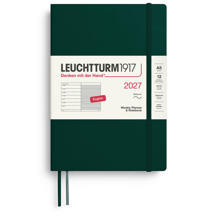 Calendrier Weekly Planner & Notebook 2027 A5 Soft Cover Forest Green dans le groupe Papiers & Blocs / Calendriers et agendas / Calendriers 12 mois chez Pen Store (137502)