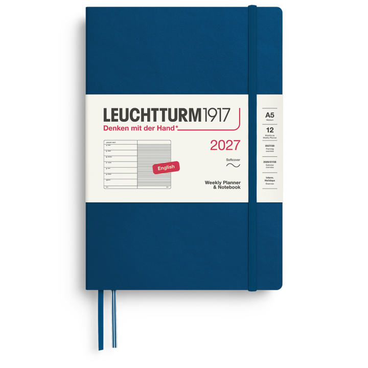 Calendrier Weekly Planner & Notebook 2027 A5 Soft Cover Indigo dans le groupe Papiers & Blocs / Calendriers et agendas / Calendriers 12 mois chez Pen Store (137503)