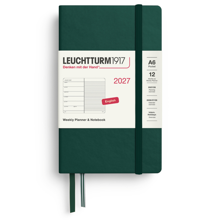 Calendrier Weekly Planner & Notebook 2027 A6 Forest Green dans le groupe Papiers & Blocs / Calendriers et agendas / Calendriers 12 mois chez Pen Store (137510)
