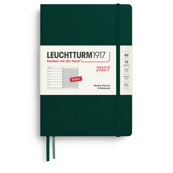 Calendrier Weekly Planner & Notebook 2026 A5 Forest Green dans le groupe Papiers & Blocs / Calendriers et agendas / Calendriers 12 mois chez Pen Store (137521)