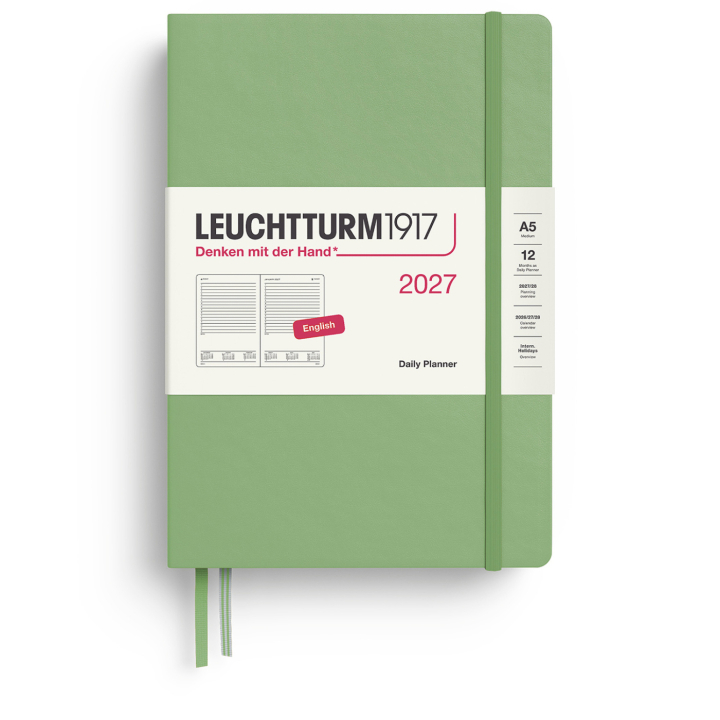 Calendrier Daily Planner 2027 A5 Sage dans le groupe Papiers & Blocs / Calendriers et agendas / Calendriers 12 mois chez Pen Store (137530)