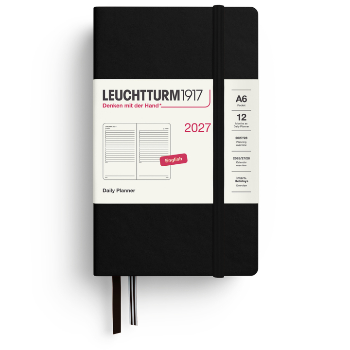 Calendrier Daily Planner 2027 A6 Black dans le groupe Papiers & Blocs / Calendriers et agendas / Calendriers 12 mois chez Pen Store (137533)