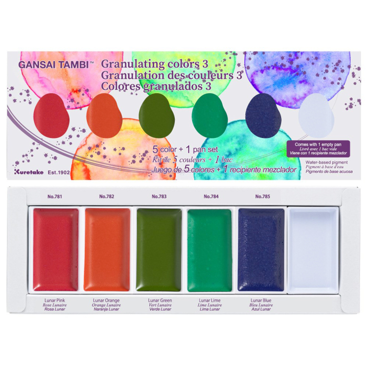 Gansai Tambi Aquarelle lot de 5 Granulating Colors 3 dans le groupe Matériels d'artistes / Couleurs de l'artiste / Peinture aquarelle / Aquarelle en godet chez Pen Store (137569)