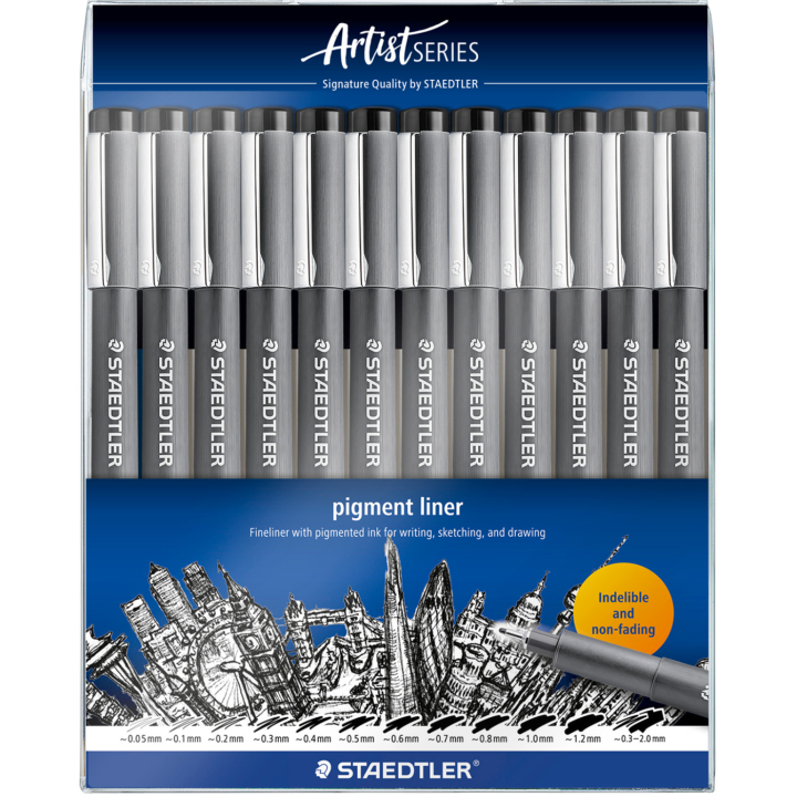 Pigment Liner lot de 12 dans le groupe Stylos / Crayons d'artistes / Feutres Fineliners chez Pen Store (137609)