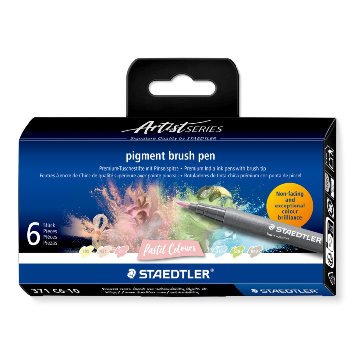 Pigment Arts Brush Pen ensemble de 6 Pastel dans le groupe Stylos / Crayons d'artistes / Feutres pinceaux chez Pen Store (137611)