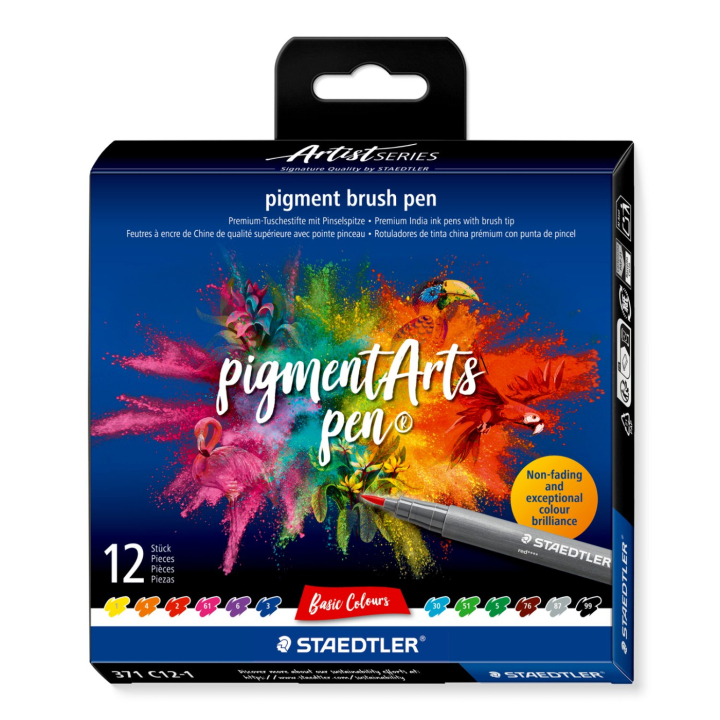 Pigment Arts Brush Pen ensemble de 12 Basic dans le groupe Stylos / Crayons d'artistes / Feutres pinceaux chez Pen Store (137620)