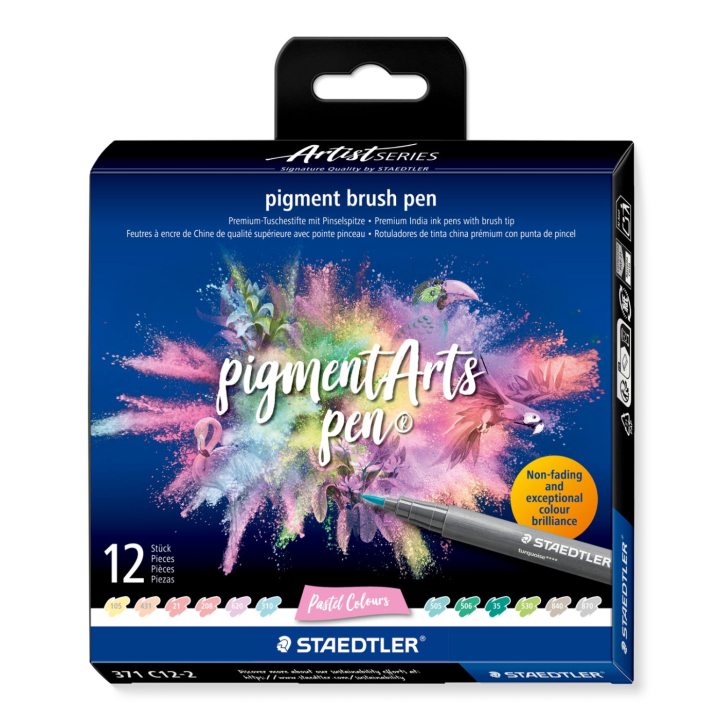 Pigment Arts Brush Pen ensemble de 12 Pastel dans le groupe Stylos / Crayons d'artistes / Feutres pinceaux chez Pen Store (137621)