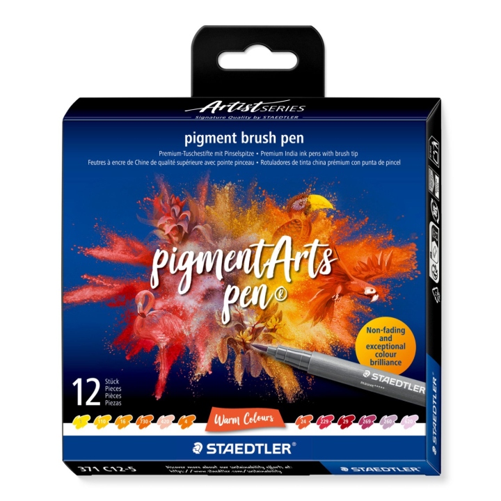 Pigment Arts Brush Pen ensemble de 12 Warm dans le groupe Stylos / Crayons d'artistes / Feutres pinceaux chez Pen Store (137624)