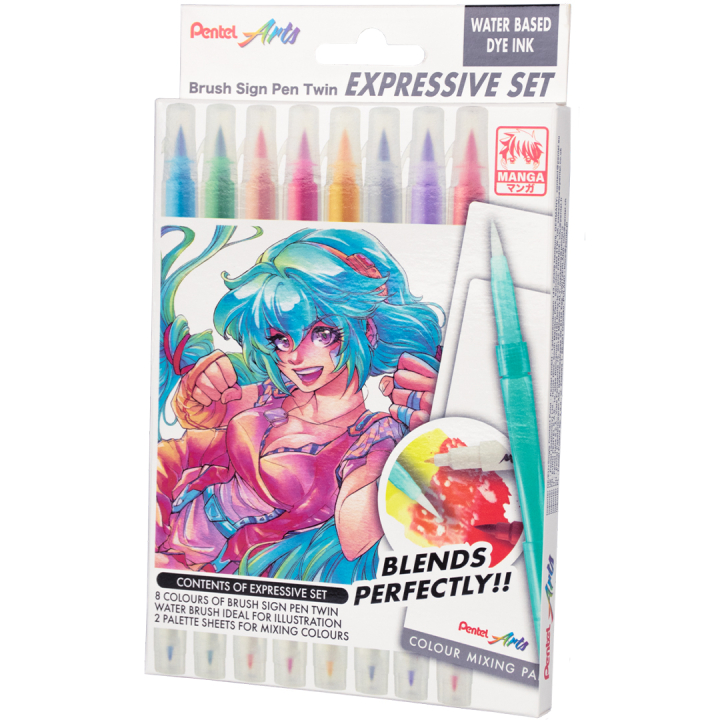 Brush Sign Pen Twin Expressive Set Manga dans le groupe Stylos / Crayons d'artistes / Feutres pinceaux chez Pen Store (137669)