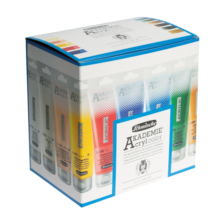 Peinture Acrylique Akademie 120 ml Set de 12 dans le groupe Matériels d'artistes / Couleurs de l'artiste / Peinture acrylique chez Pen Store (137785)