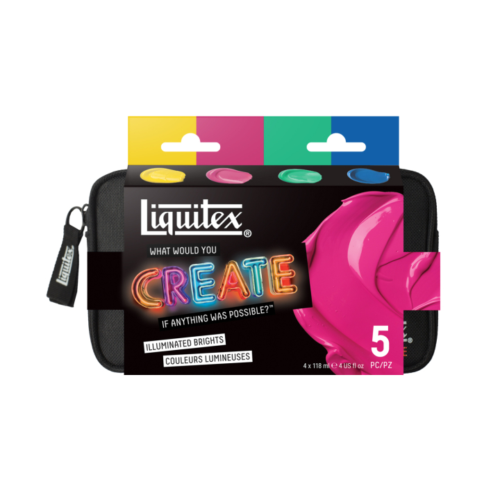 Peinture acrylique Basics Illuminated Brights Set 4 x 118 ml dans le groupe Matériels d'artistes / Couleurs de l'artiste / Peinture acrylique chez Pen Store (137833)