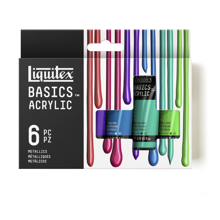 Peinture acrylique Basics Metallic Set 6x22 ml dans le groupe Matériels d'artistes / Couleurs de l'artiste / Peinture acrylique chez Pen Store (137836)