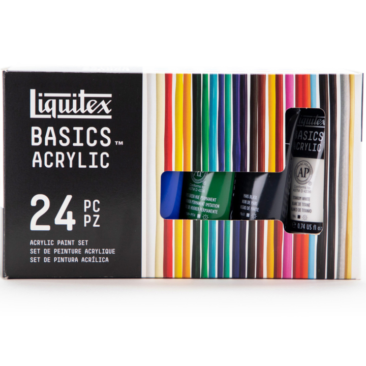 Peinture acrylique Basics Set 24x22 ml dans le groupe Matériels d'artistes / Couleurs de l'artiste / Peinture acrylique chez Pen Store (137849)