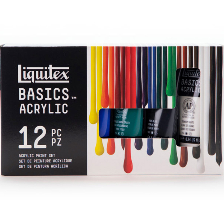 Peinture acrylique Basics Set 12x22 ml dans le groupe Matériels d'artistes / Couleurs de l'artiste / Peinture acrylique chez Pen Store (137850)