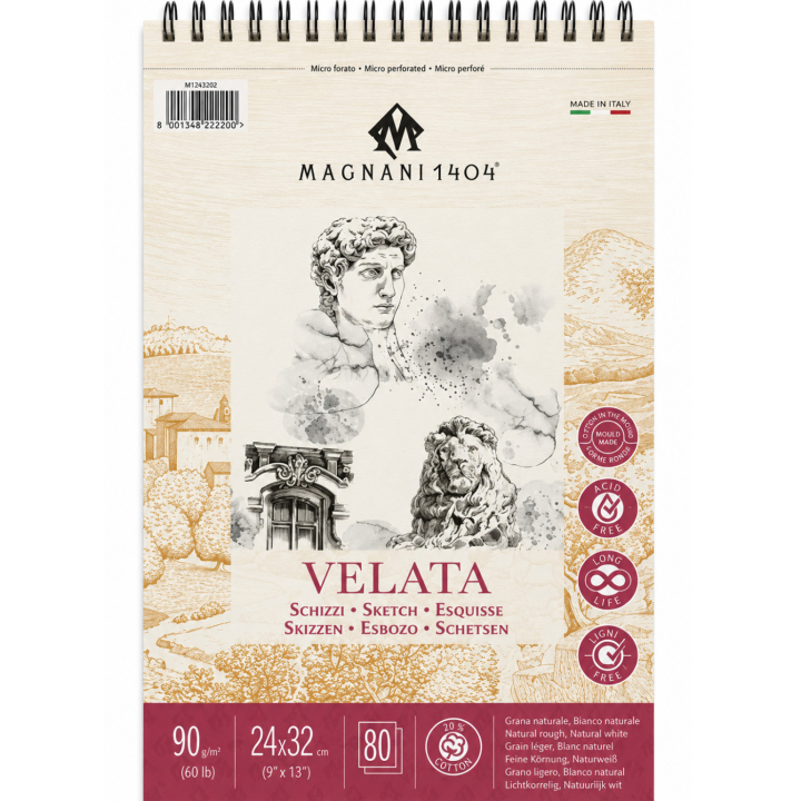Bloc de croquis spirale Velata 90g 24x32 cm dans le groupe Papiers & Blocs / Bloc Artiste / Bloc dessin chez Pen Store (138044)