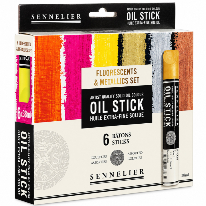 Oil Stick Fluorescents & Métalliques 6 couleurs dans le groupe Matériels d'artistes / Craie et Graphite / Bâtonnets d’huile solide chez Pen Store (138093)