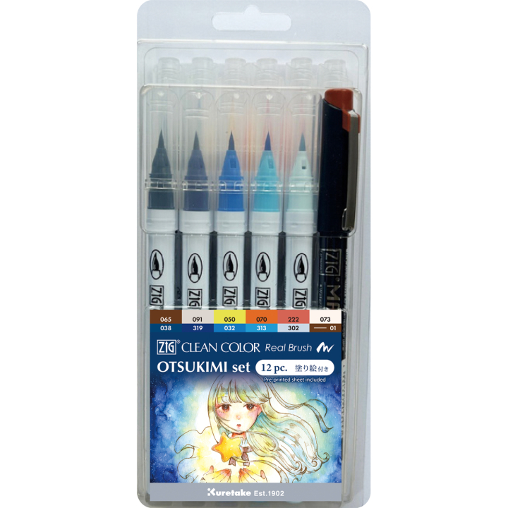 Clean Color Real Brush set lot de 12 Otsukimi Colors dans le groupe Stylos / Crayons d'artistes / Feutres pinceaux chez Pen Store (138139)