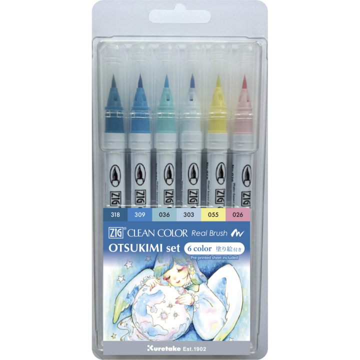 Clean Color Real Brush set lot de 6 Otsukimi colors dans le groupe Stylos / Crayons d'artistes / Feutres pinceaux chez Pen Store (138141)