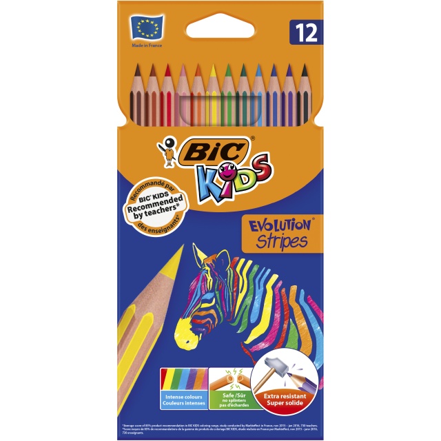 Crayons de couleur Kids Evolution Stripes (+5 ans) Lot de 12