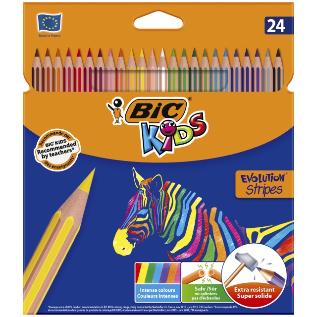 Crayons de couleur Kids Evolution Stripes (+5 ans) Lot de 24