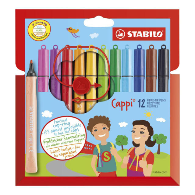 Cappi Feutres de coloriage lot de 12 (6 ans+)