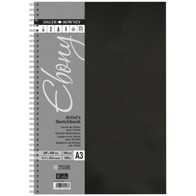 Ebony Artist's Sketch Book Spirales A3