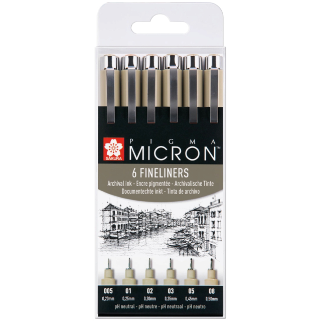 Pigma Micron Fineliner ensemble de 6