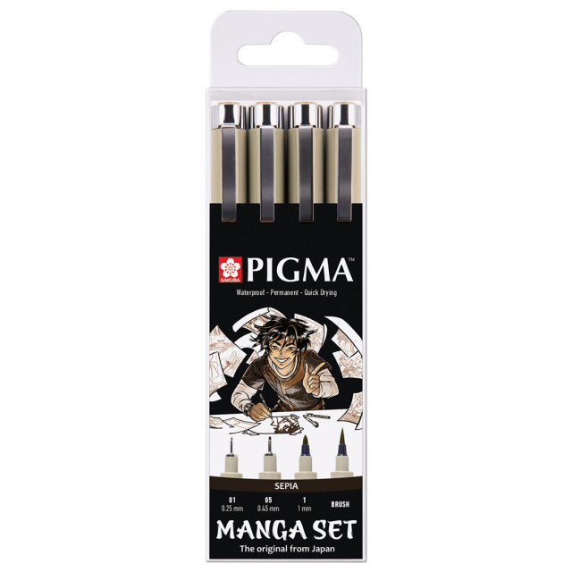 Pigma Sepia Manga ensemble de 4