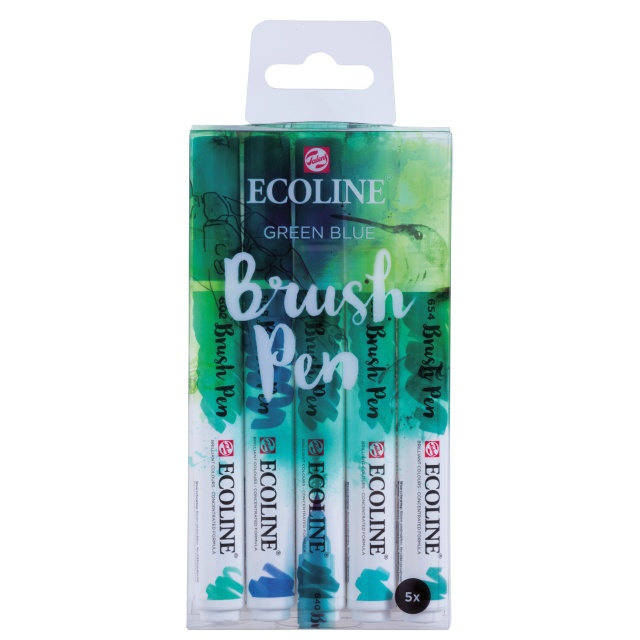 Brush Pen Green Blue ensemble de 5