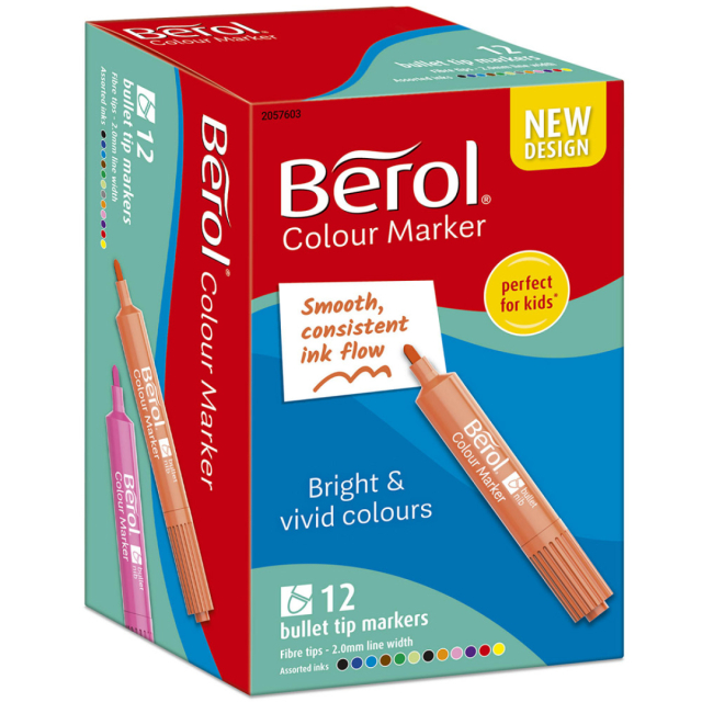 Colour Marker Bullet Tip Lot de 12 (3 ans et +)