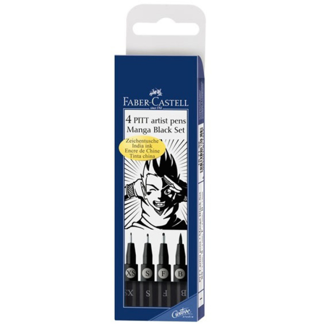 PITT Artist Pens Manga Lot de 4 Black