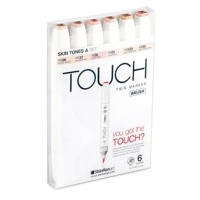 Twin Brush Marker ensemble de 6 Skin Tones A