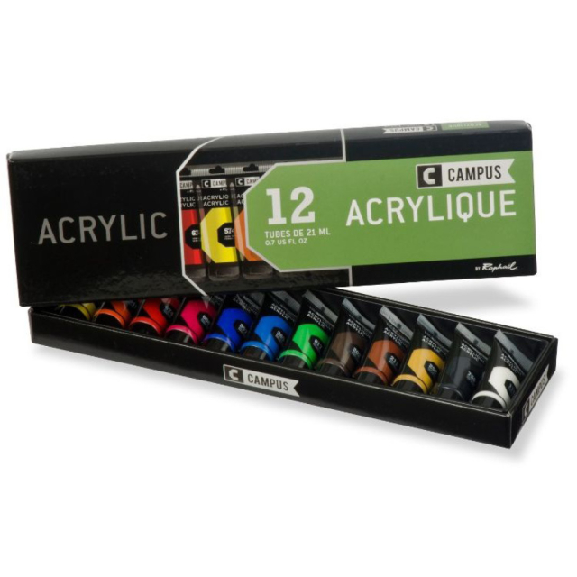 Ensemble de peinture acrylique Campus 12x21ml tubes