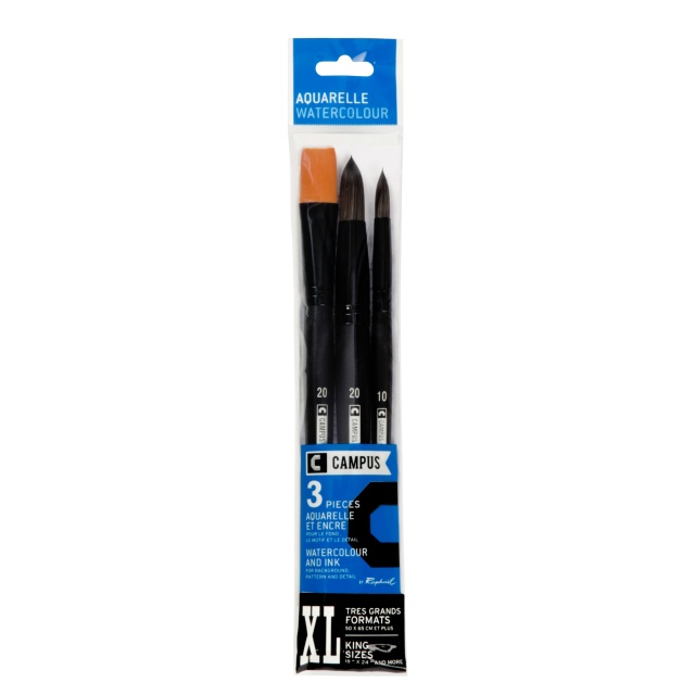 Pinceau synthétique Campus Aquarelle ensemble de 3 XL