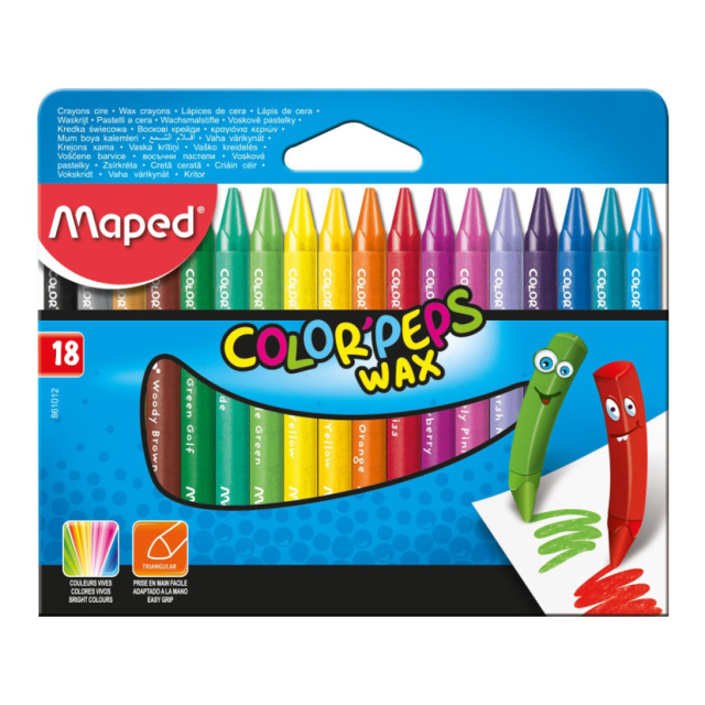 Color Peps Craies de cire Lot de 18 (3 ans et +)