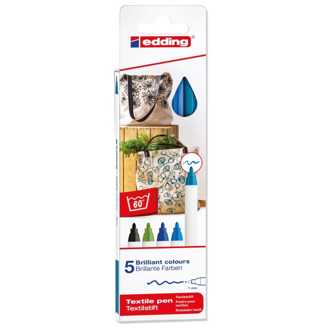 4600 Stylo pour marquage textile ensemble de 5 Cool Tones