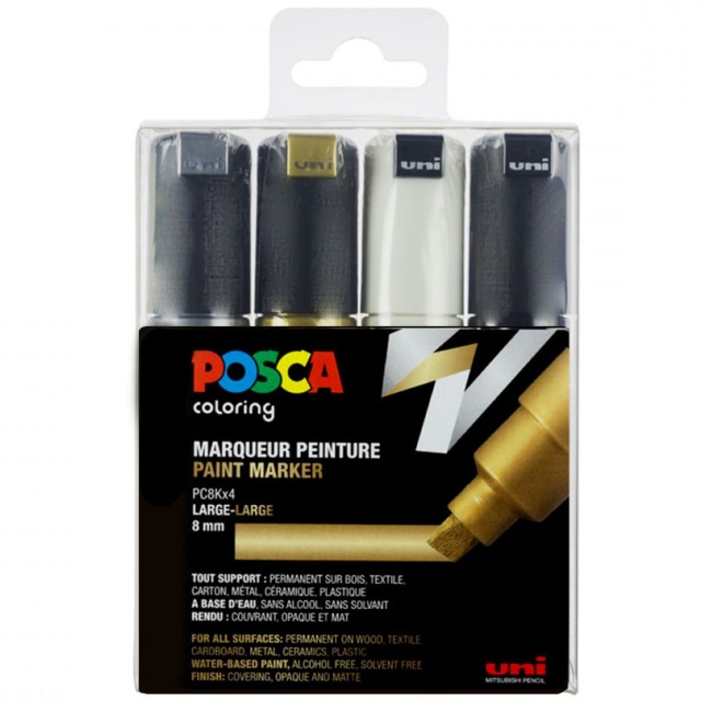 Posca PC-8K Metallic lot de 4
