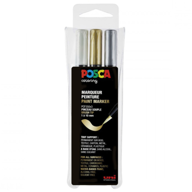 Posca Brush PCF-350 Metallic lot de 3