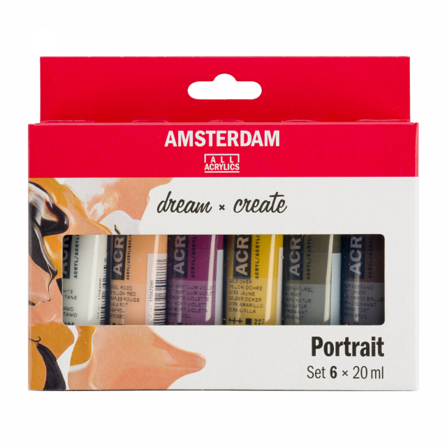 Peinture acrylique Portrait lot de 6 x 20 ml