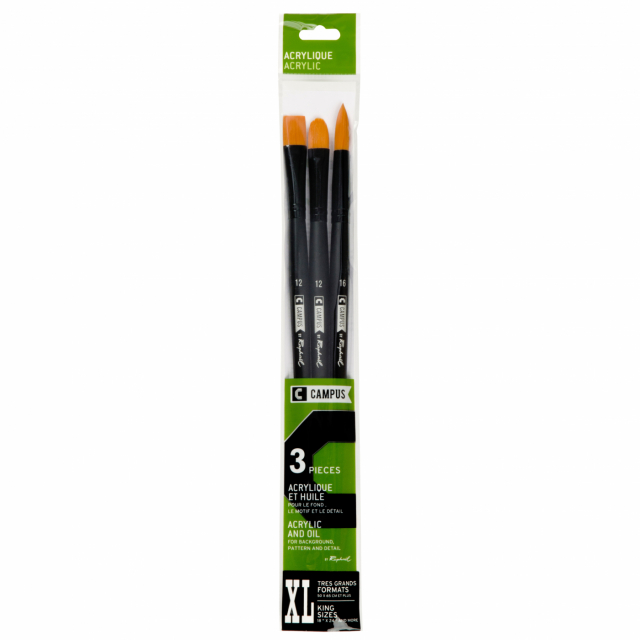 Pinceau synthétique Campus Acrylique ensemble de 3 XL