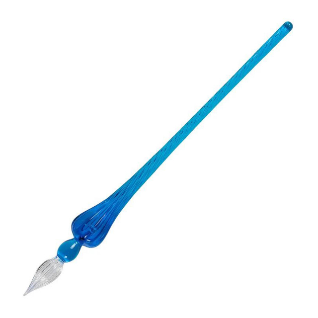 Glass Pen Round 18 cm Blue