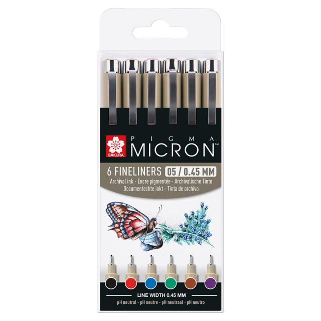 Pigma Micron Fineliner 6-set 05 Basic Colours
