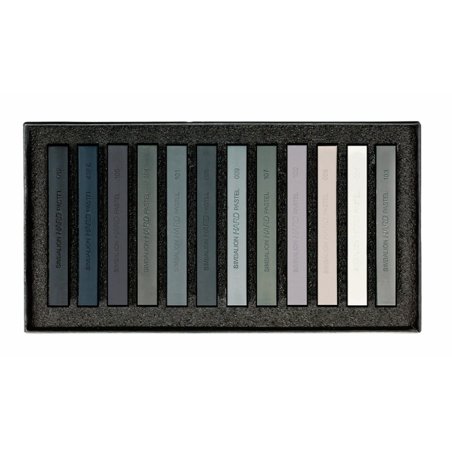 Crayons Pastels Hard Grey Tones 12 pcs