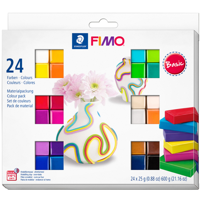 FIMO Soft Argile à modeler 24 x 25 g Basic colours