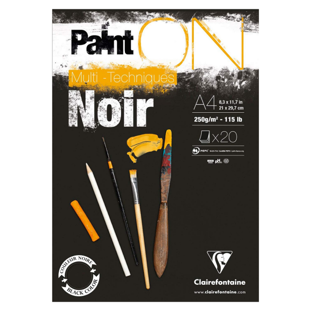 Paint'ON  Bloc artiste Black Noir A4