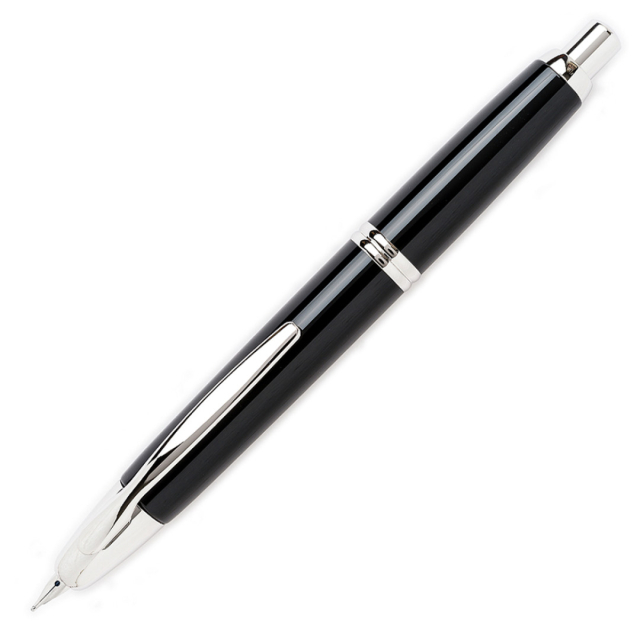Capless Stylo-plume Black/Rhodium Broad