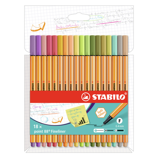 Point 88 Fineliner Lot de 18 Trend