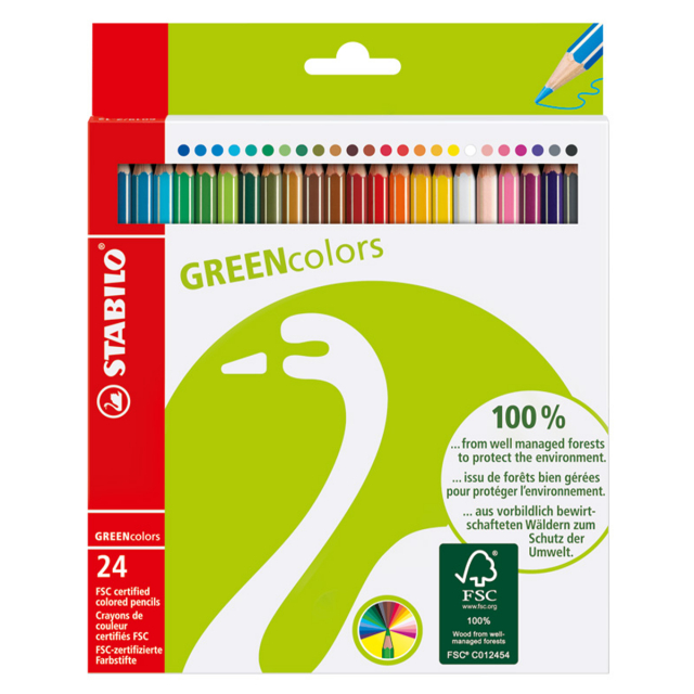 GreenColors Crayons de couleur Lot de 24