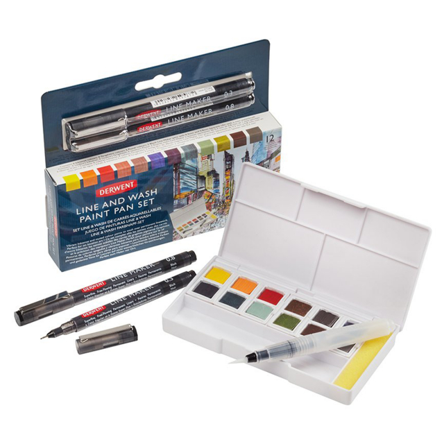 Line & Wash Paint Pan Set 12 demi-godets
